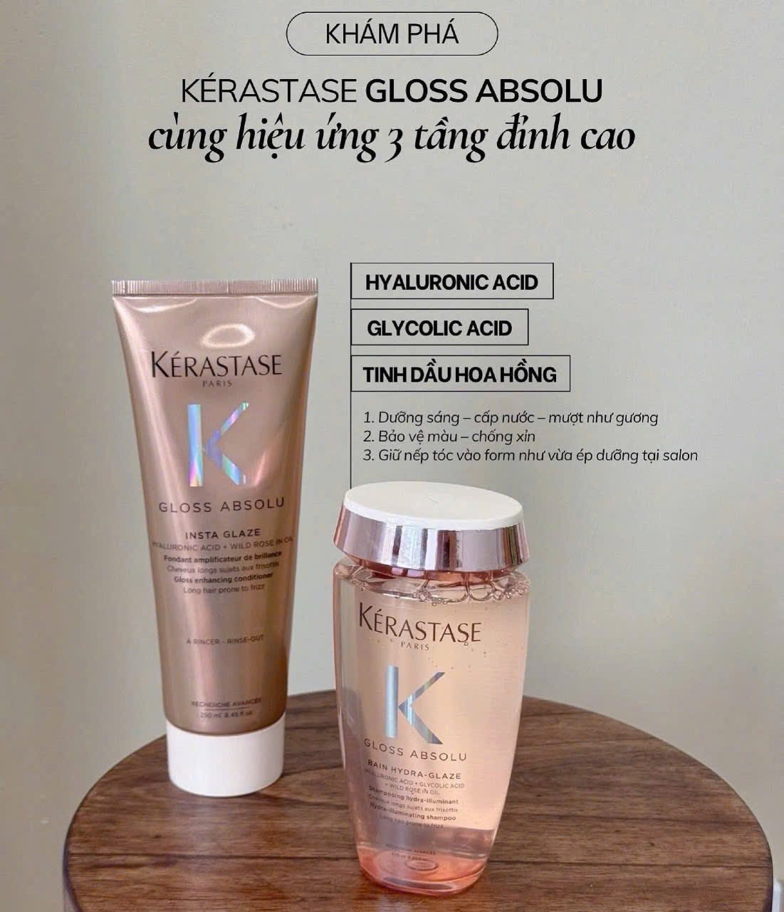 DẦU GỘI XẢ KERASTASE GLOSS ABSOLU DƯỠNG ẨM BÓNG MƯỢT 250ML