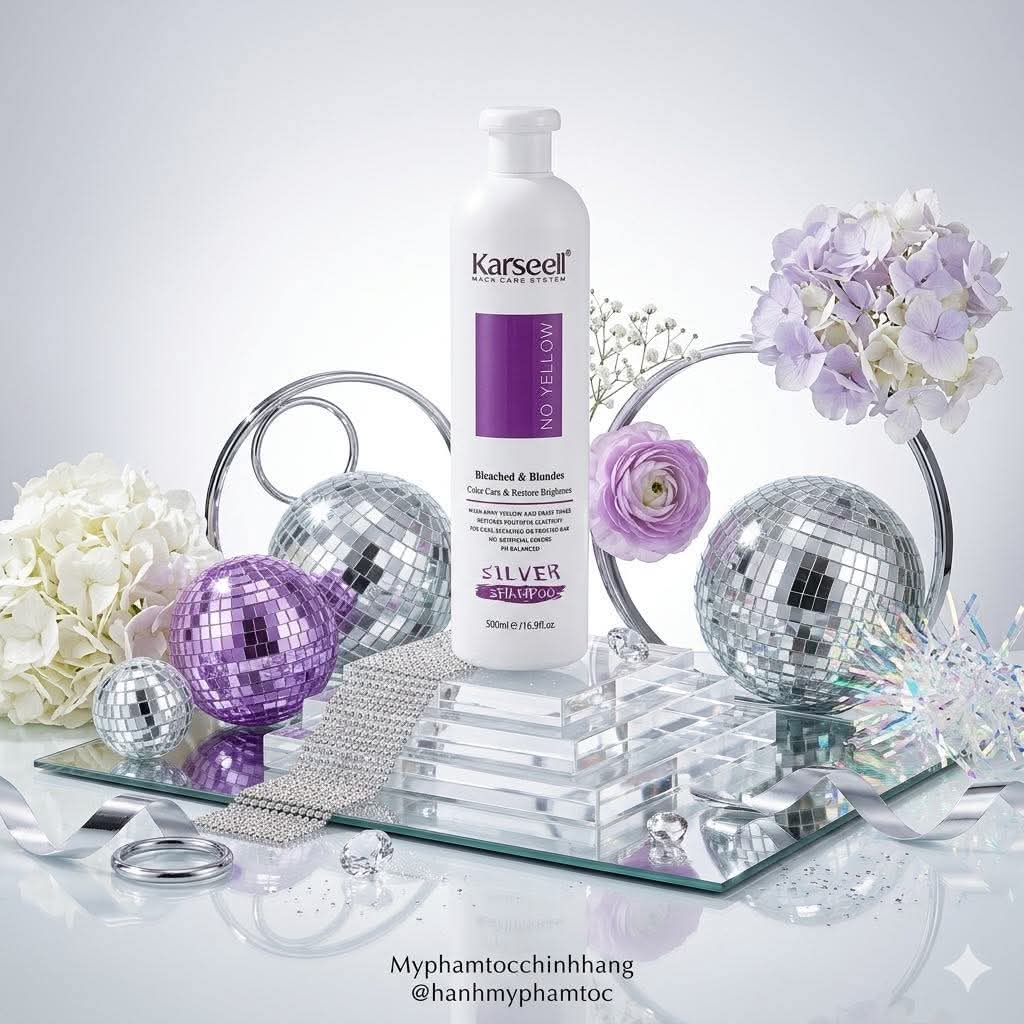 Dầu Gội Khử Vàng Karseell No Yellow Silver Shampoo 500ml –1000ml