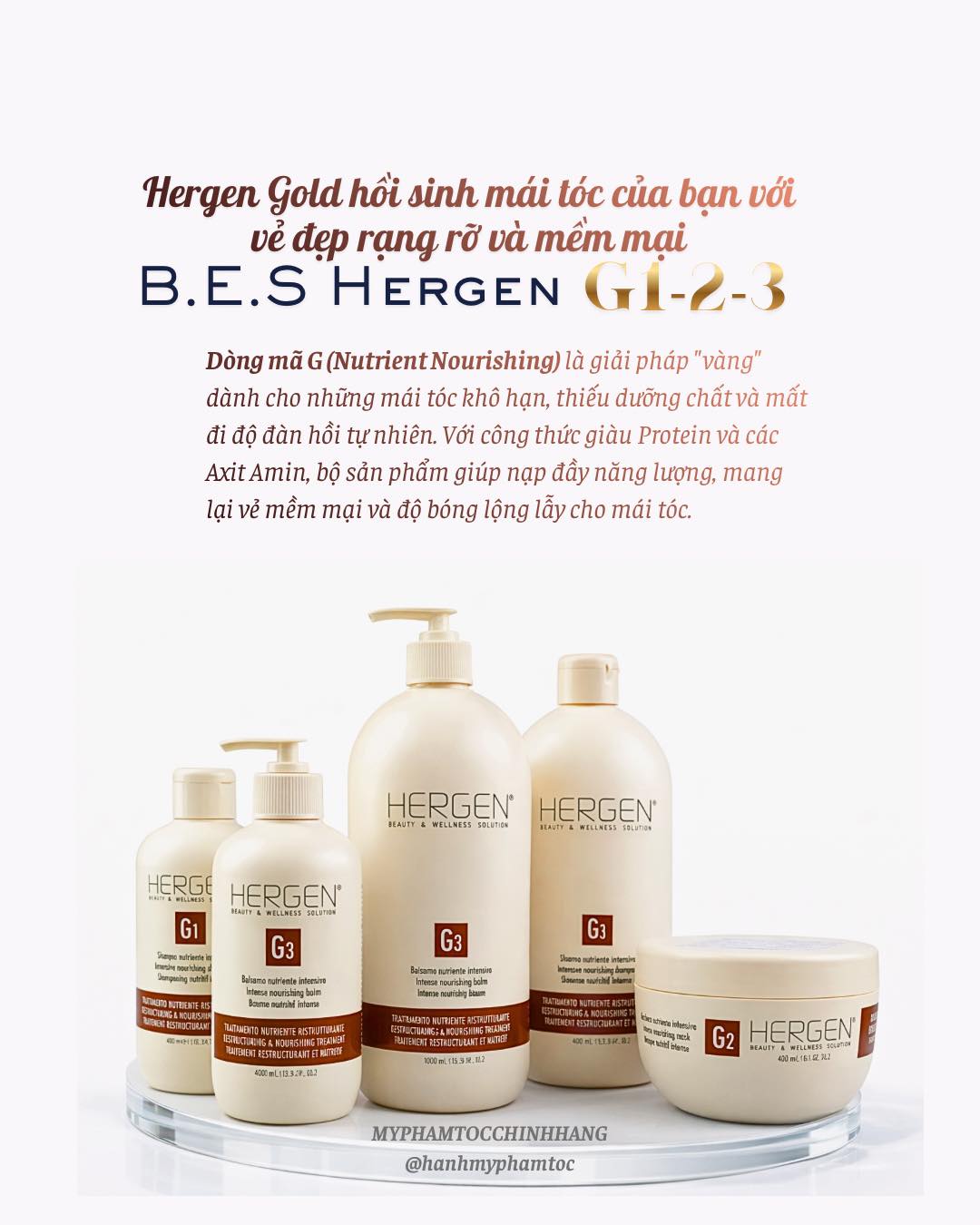 Xả khô Bes Hergen G3 tái tạo và nuôi dưỡng tóc 400ml - 1000ml