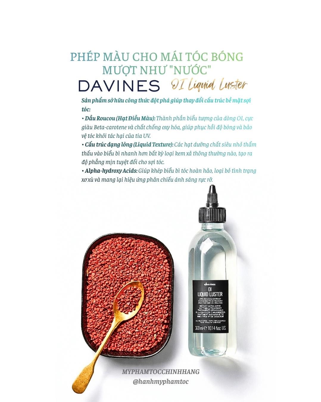 Dung dịch dưỡng tóc tạo bóng tức thì Davines Oi Liquid Luster 300ml