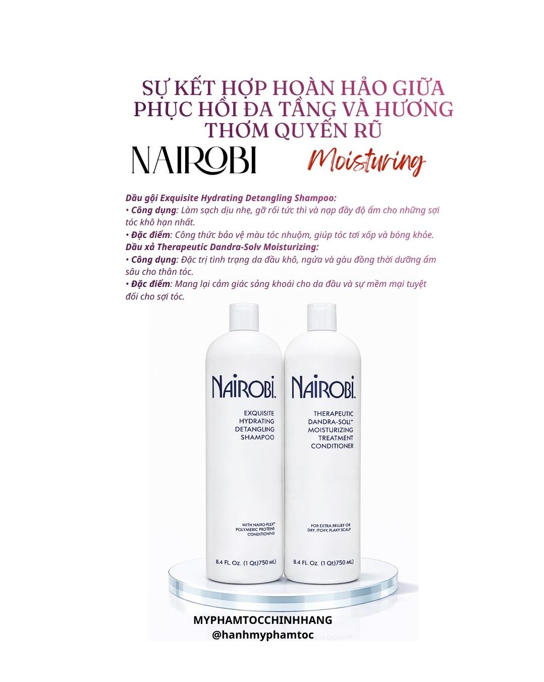 Dầu gội, dầu xả dưỡng tóc Nairobi phục hồi tóc 750ml