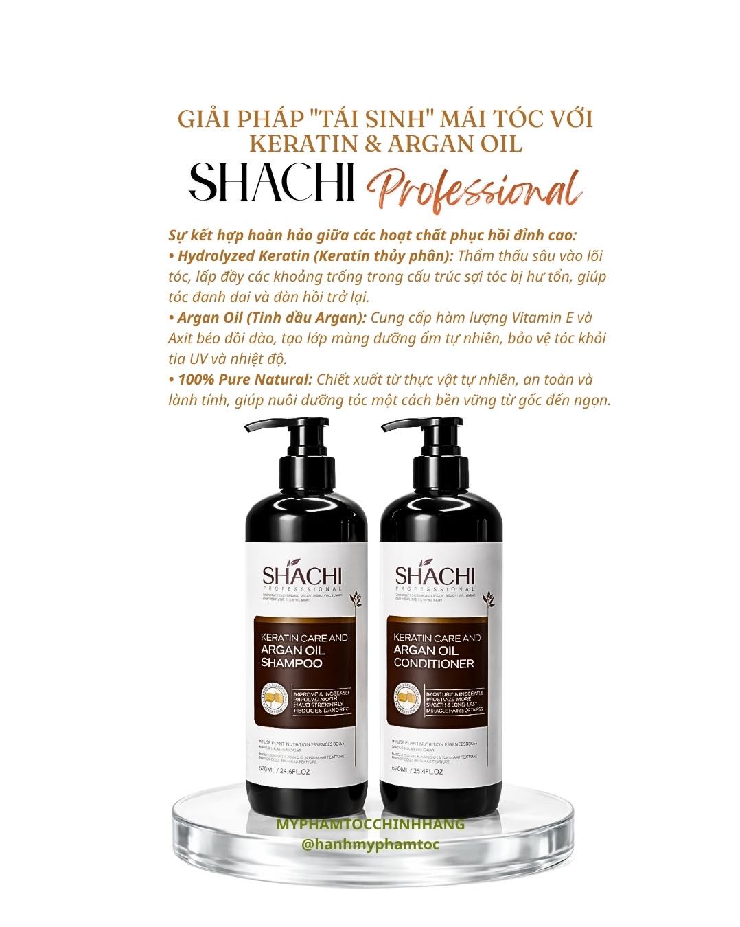 Dầu gội xả Shachi dưỡng sinh phục hồi tóc (Shachi Keratin & Argan Oil Hair Repair) 800ml