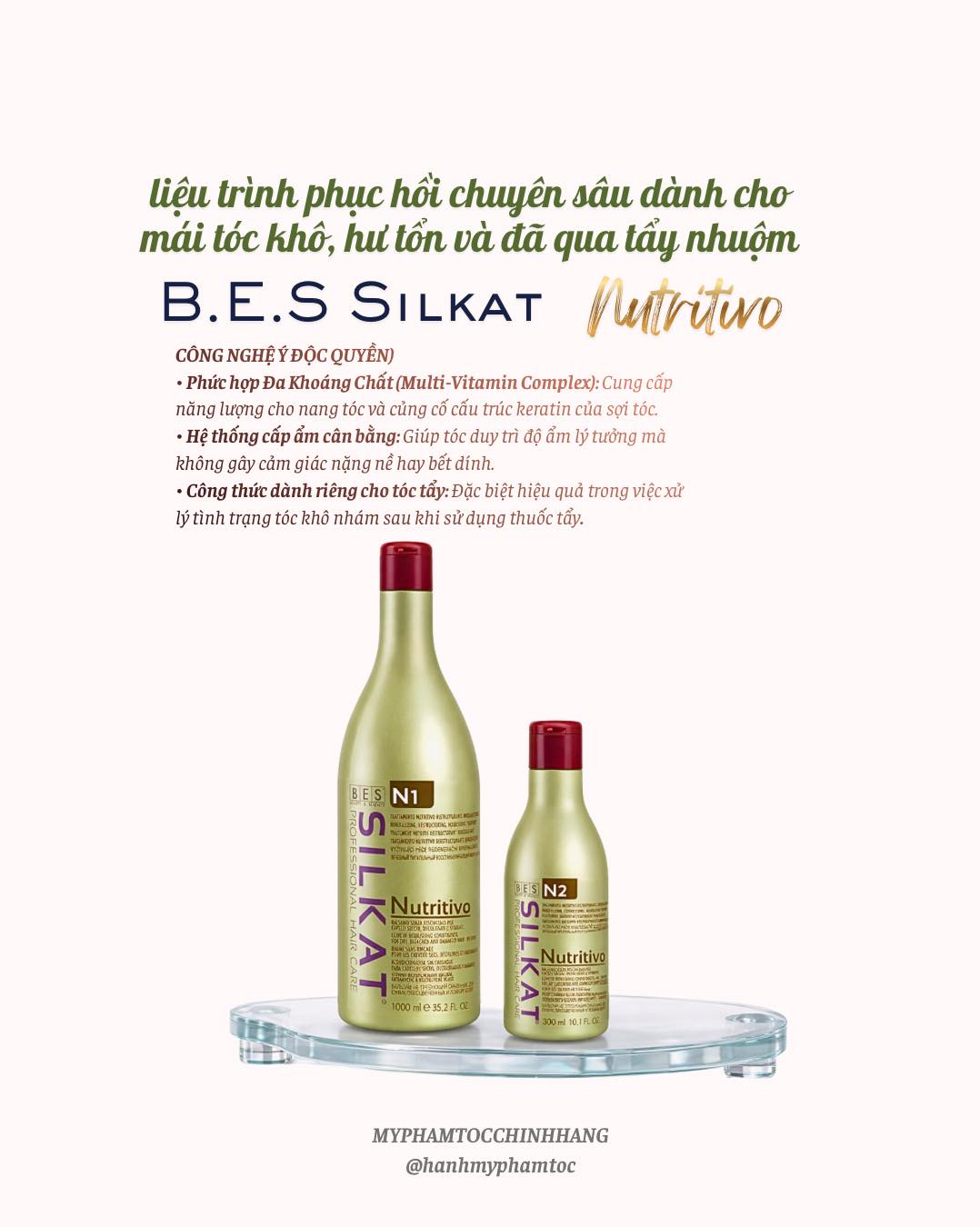 DẦU GỘI VÀ MẶT NẠ Ủ BES HERGEN SILKAT N1 N3  500ML - 1000ML