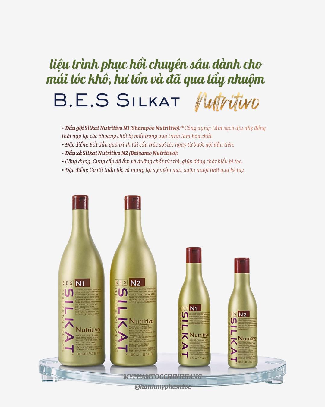 DẦU GỘI VÀ MẶT NẠ Ủ BES HERGEN SILKAT N1 N3  500ML - 1000ML