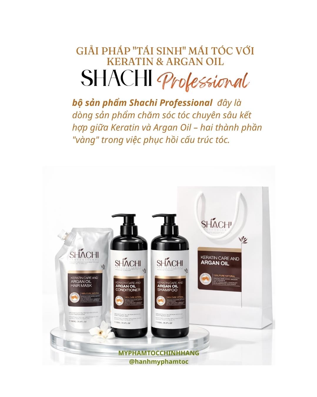 Dầu gội xả Shachi dưỡng sinh phục hồi tóc (Shachi Keratin & Argan Oil Hair Repair) 800ml