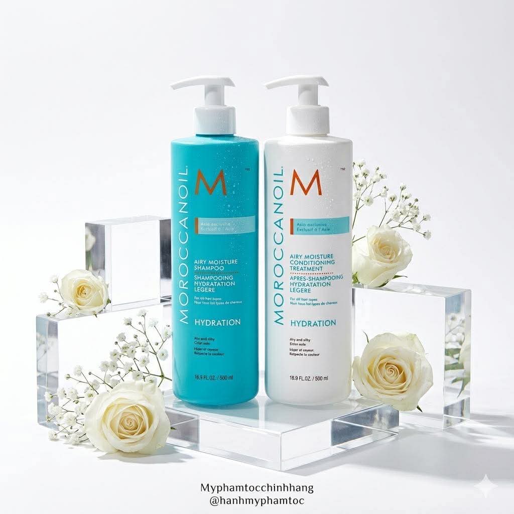 Dầu Gội & Dầu Xả Dưỡng Ẩm Siêu Nhẹ Moroccanoil Hydration Airy Moisture Shampoo & Conditioner