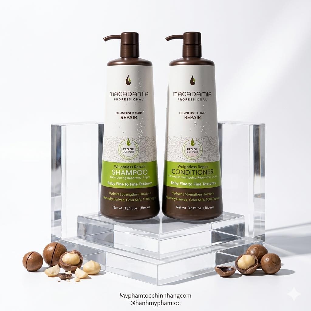 Bộ dầu gội xả dưỡng ẩm siêu nhẹ Macadamia Weightless Repair 300ml/ 1000ml