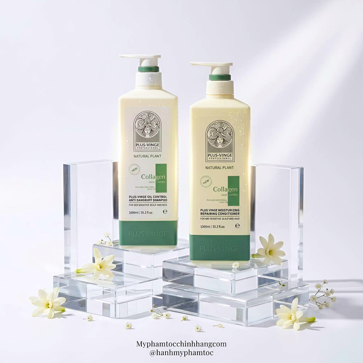 (Mẫu mới 2025) Cặp Dầu Gội Xả Collagen Vinge 1000ML Phục Hồi, Giảm Rụng, Kích mọc tóc