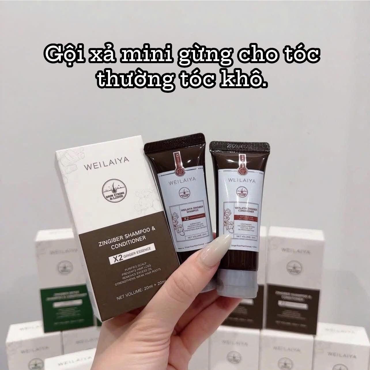 Cặp Mini gội xả Weilaiya luxury gừng, hà thủ ô 20ml