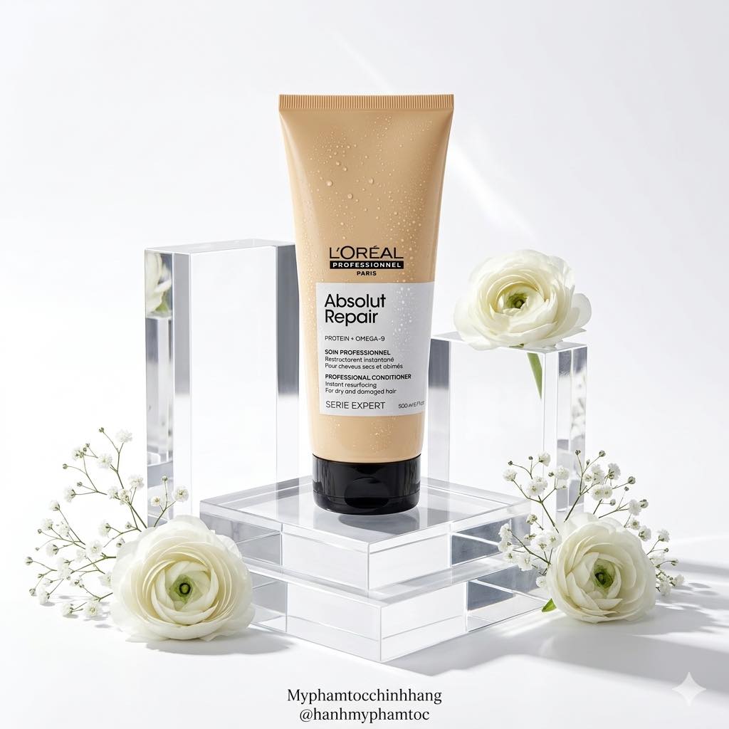 Dầu gội xả hâp, dầu dưỡng tóc phục hồi L'Oréal vàng Absolut Repair