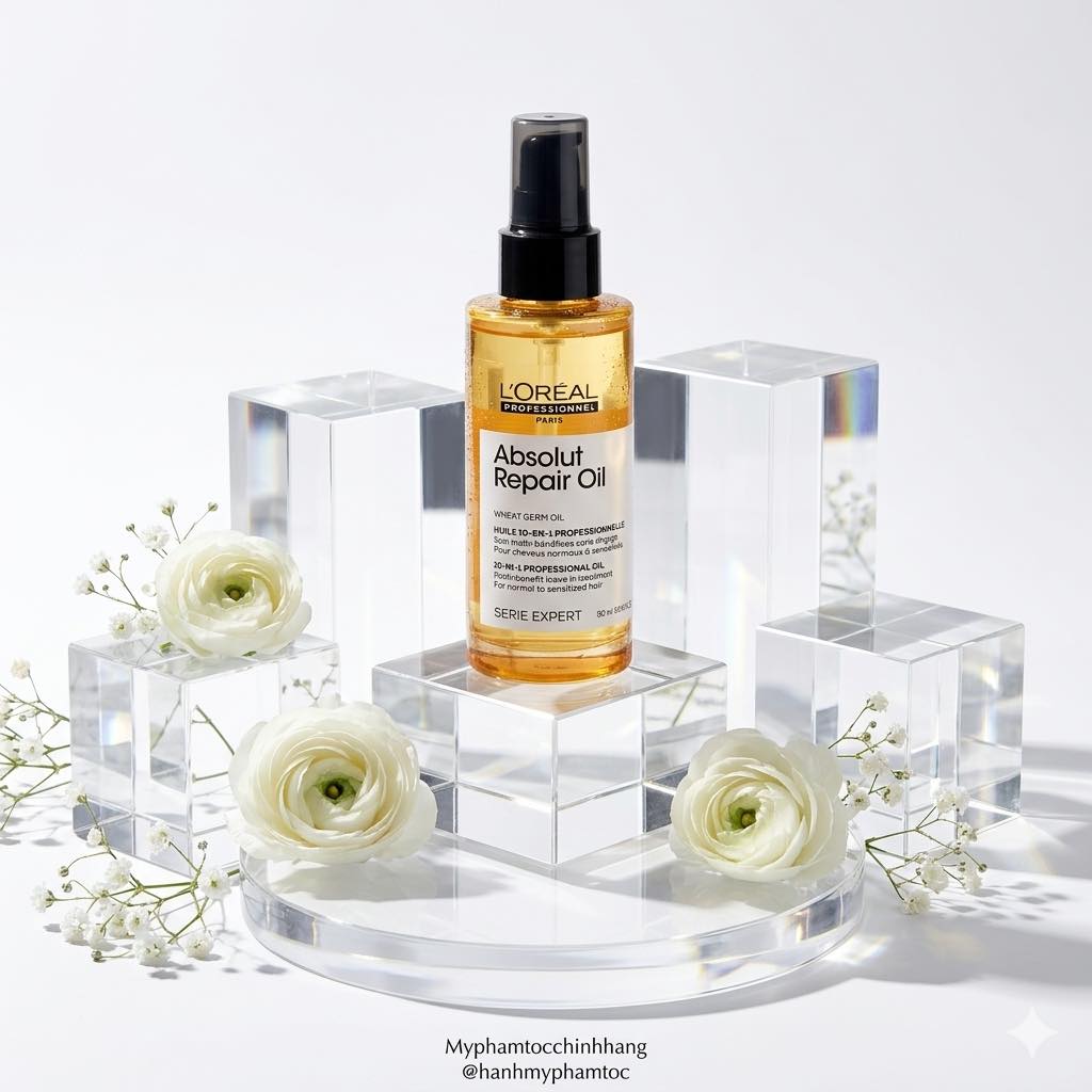 Dầu gội xả hâp, dầu dưỡng tóc phục hồi L'Oréal vàng Absolut Repair
