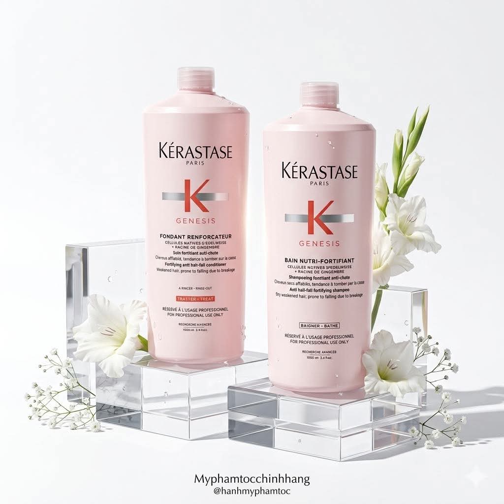 Dầu gội và dầu xả Kérastase Genesis phục hồi sợi tóc yếu, giảm đứt gãy thân tóc