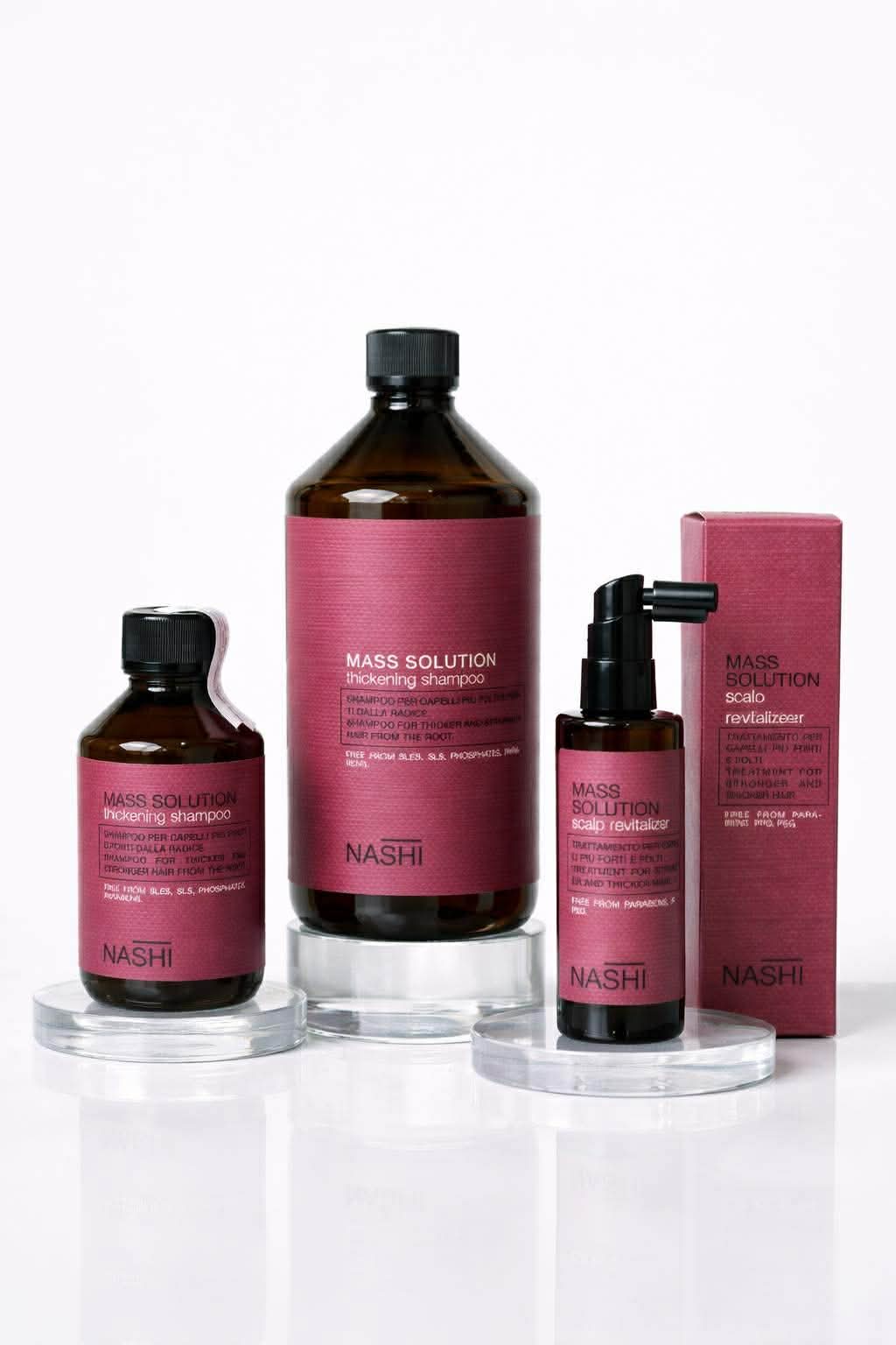 Dầu gội tăng cường độ dày, giảm rụng tóc Nashi Argan Mass Solution