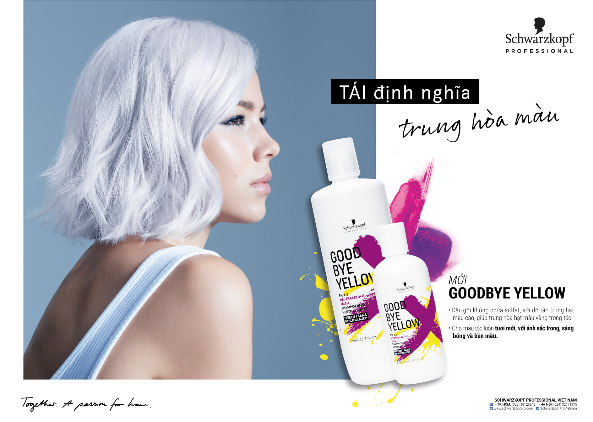 Dầu gội tím khử ánh vàng cho tóc trắng bạch kim Schwarzkopf Goodbye Yellow 300ml