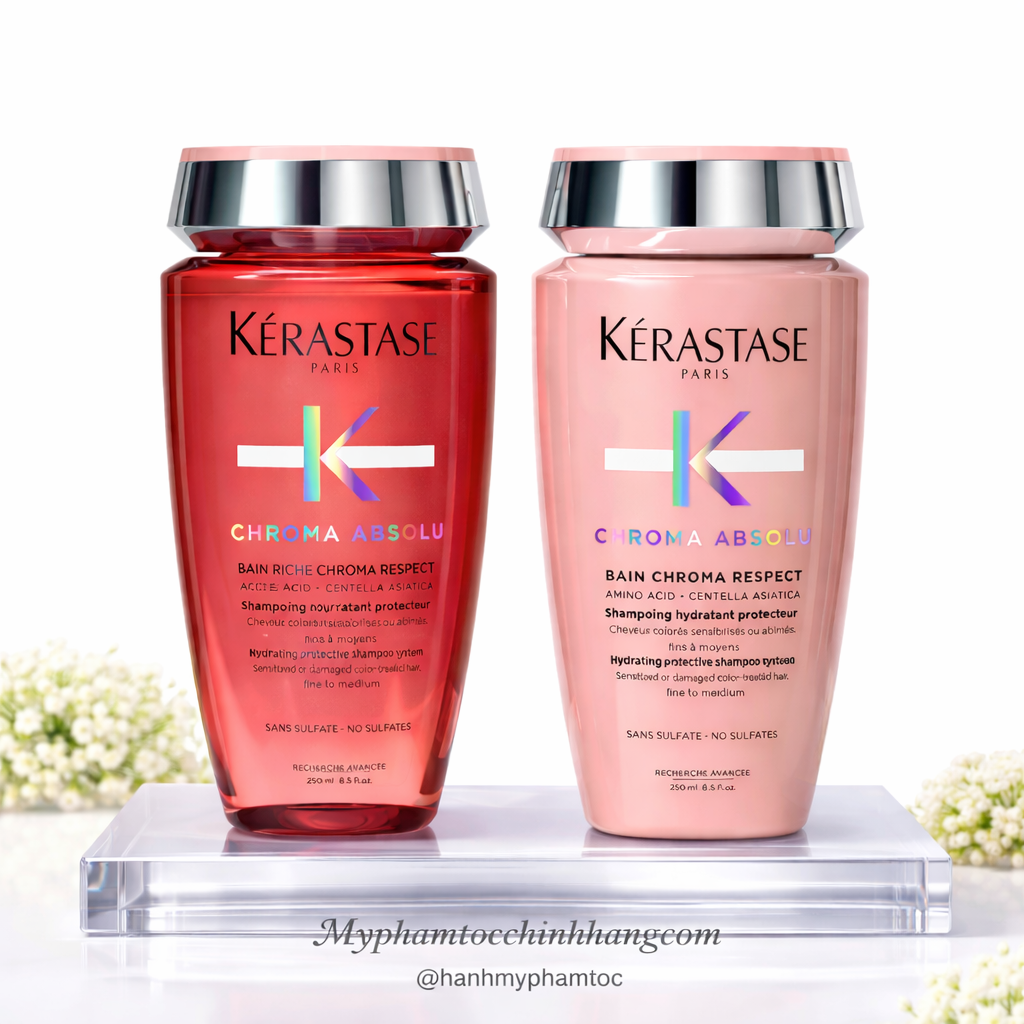Dầu gội xả, măt nạ cho tóc nhuộm Kerastase Chroma Absolu Bain Riche Chroma Respect 250ml 200ml 1000ml