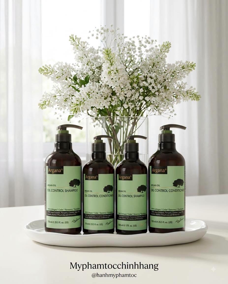 Bộ dầu gội xả ARGANA kiểm soát dầu, làm sạch tóc bết nhờn Oil-Control 500ml/ 750ml
