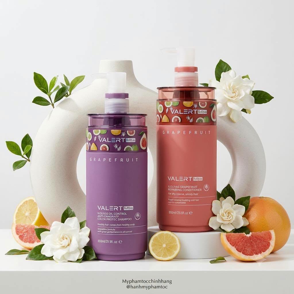 Cặp Gội Xả Bưởi Valert Grapefruit Mẫu Mới 2025 850ml