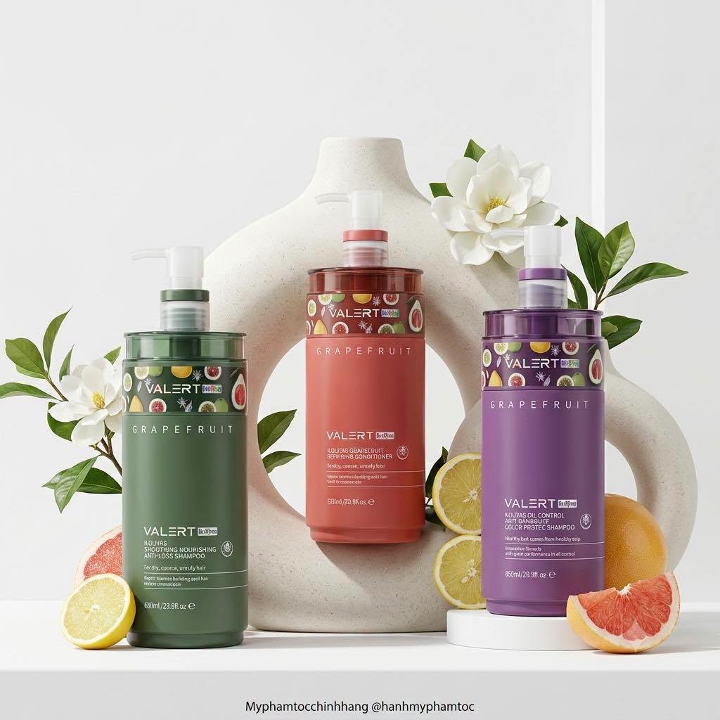 Cặp Gội Xả Bưởi Valert Grapefruit Mẫu Mới 2025 850ml