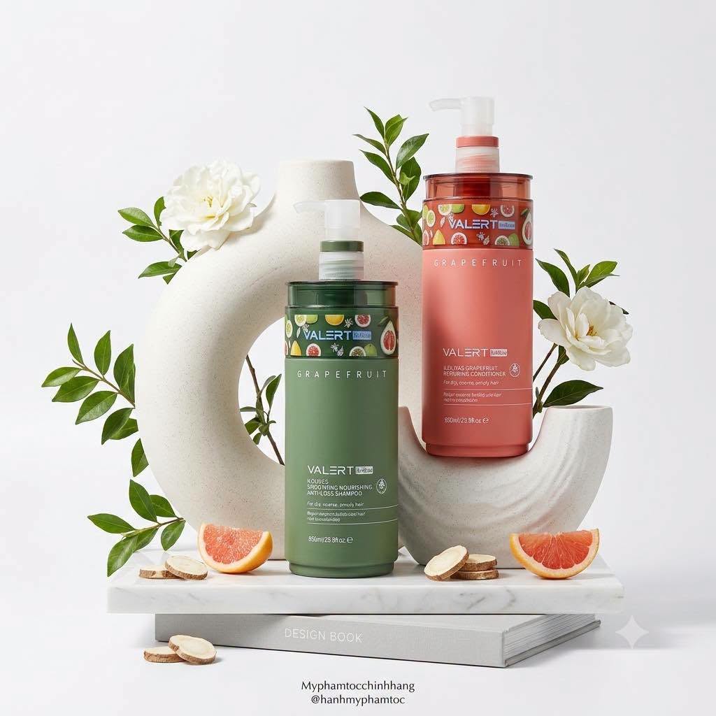 Cặp Gội Xả Bưởi Valert Grapefruit Mẫu Mới 2025 850ml