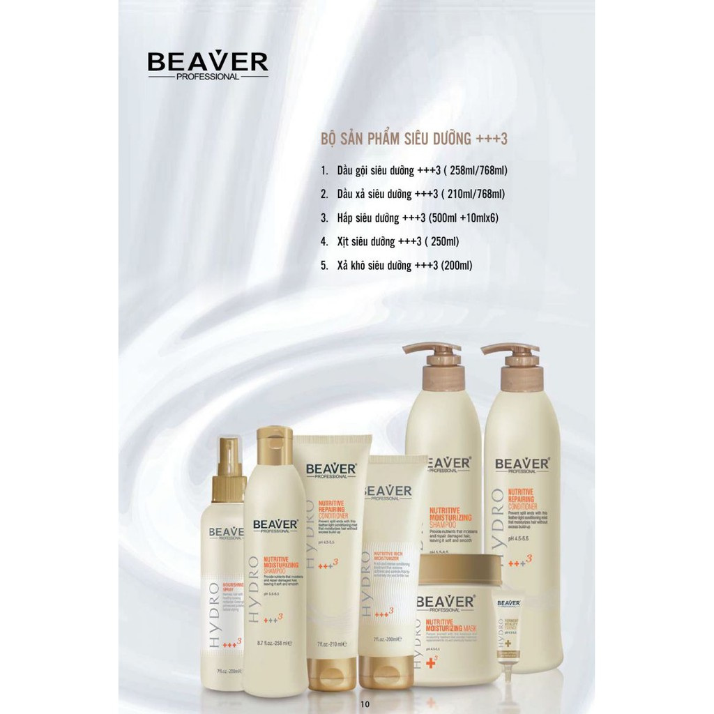 Bộ dầu gội – dầu xả phục hồi chuyên sâu Beaver 3+ Intensive Care Shampoo & Conditioner