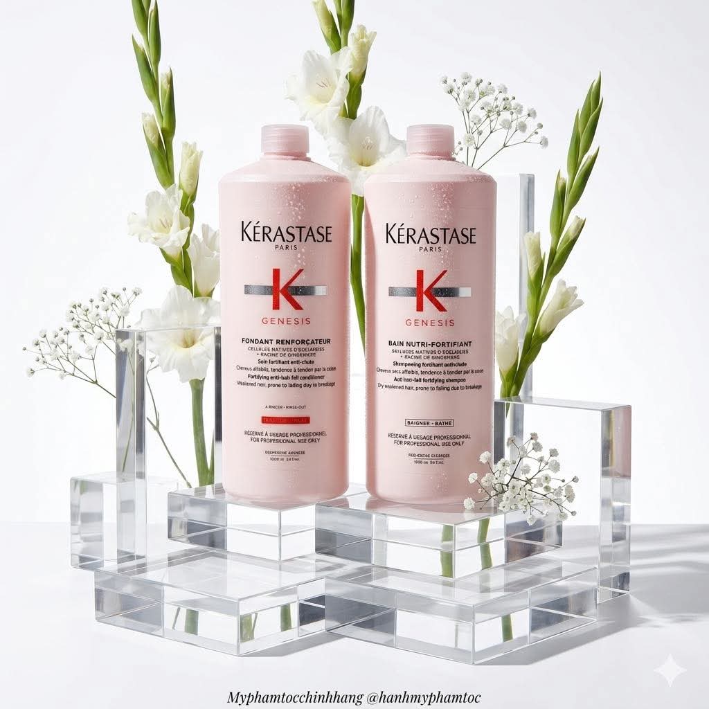 Dầu gội và dầu xả Kérastase Genesis phục hồi sợi tóc yếu, giảm đứt gãy thân tóc