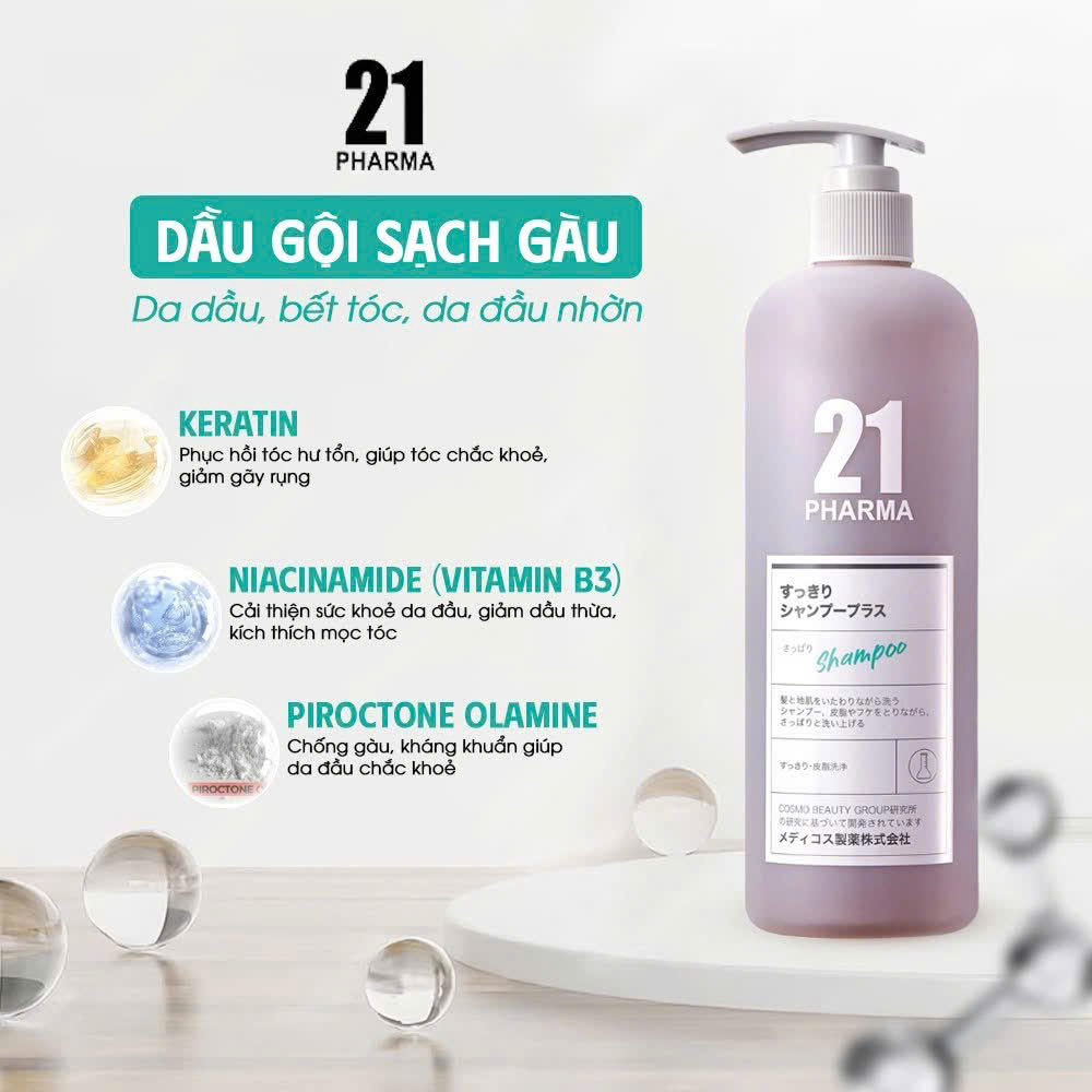 Dầu Gội Dược Mỹ Phẩm PHARMA 21 Nhật Bản Kiềm Dầu, Giảm Gàu 602ml
