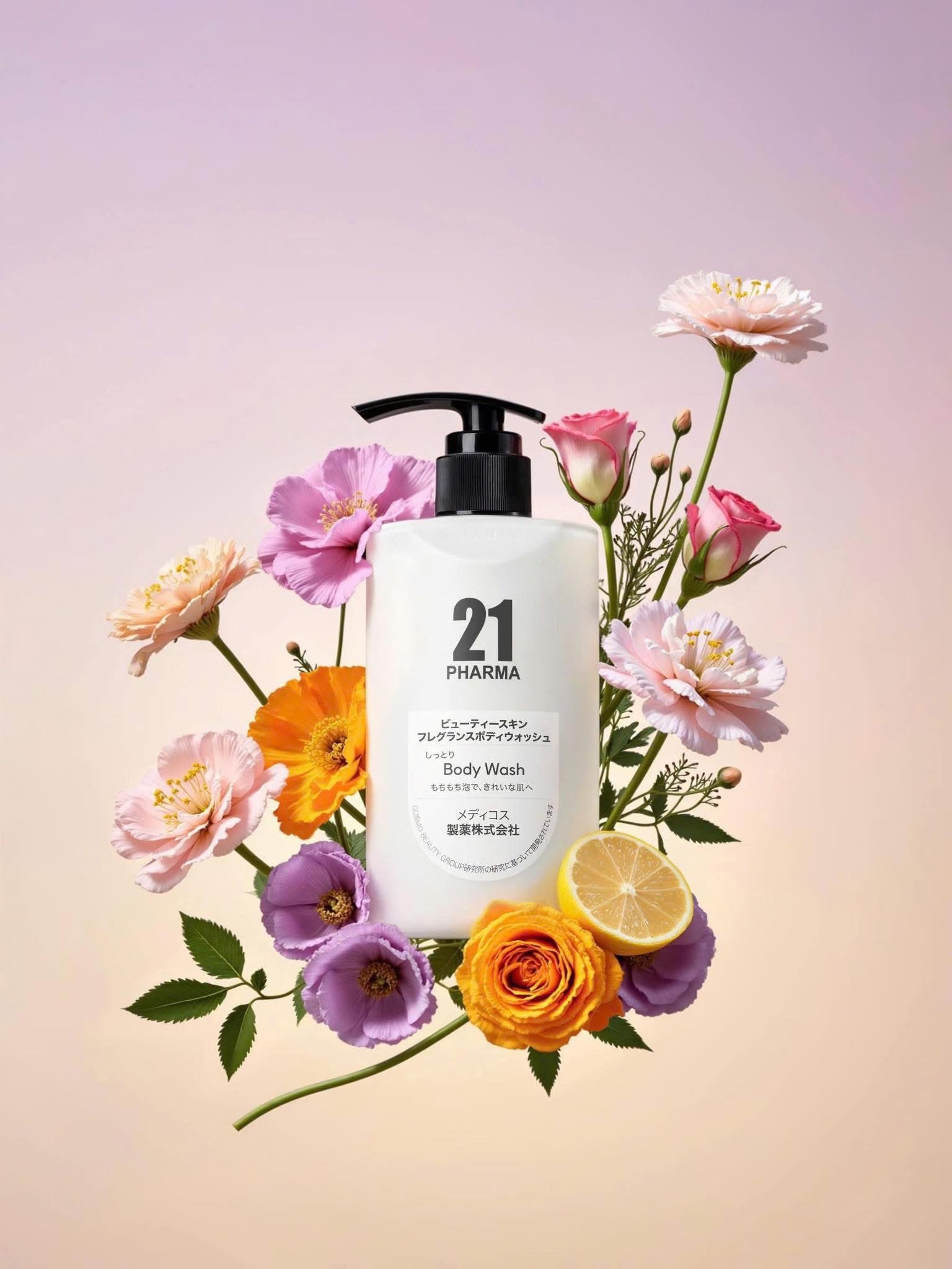 Sữa Tắm 21 Pharma Body Wash Dưỡng Sáng Da Nhật Bản 500ml | Làm Sạch, Dưỡng Ẩm, Mềm Mịn