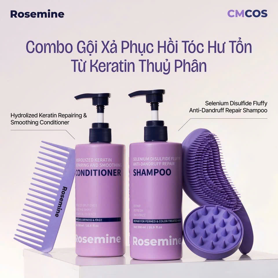 ROSEMINE PROFESSIONAL Gội xả giảm rụng, kiểm soát dầu tạo độ phồng và phục hồi tóc hư tổn 500 ml