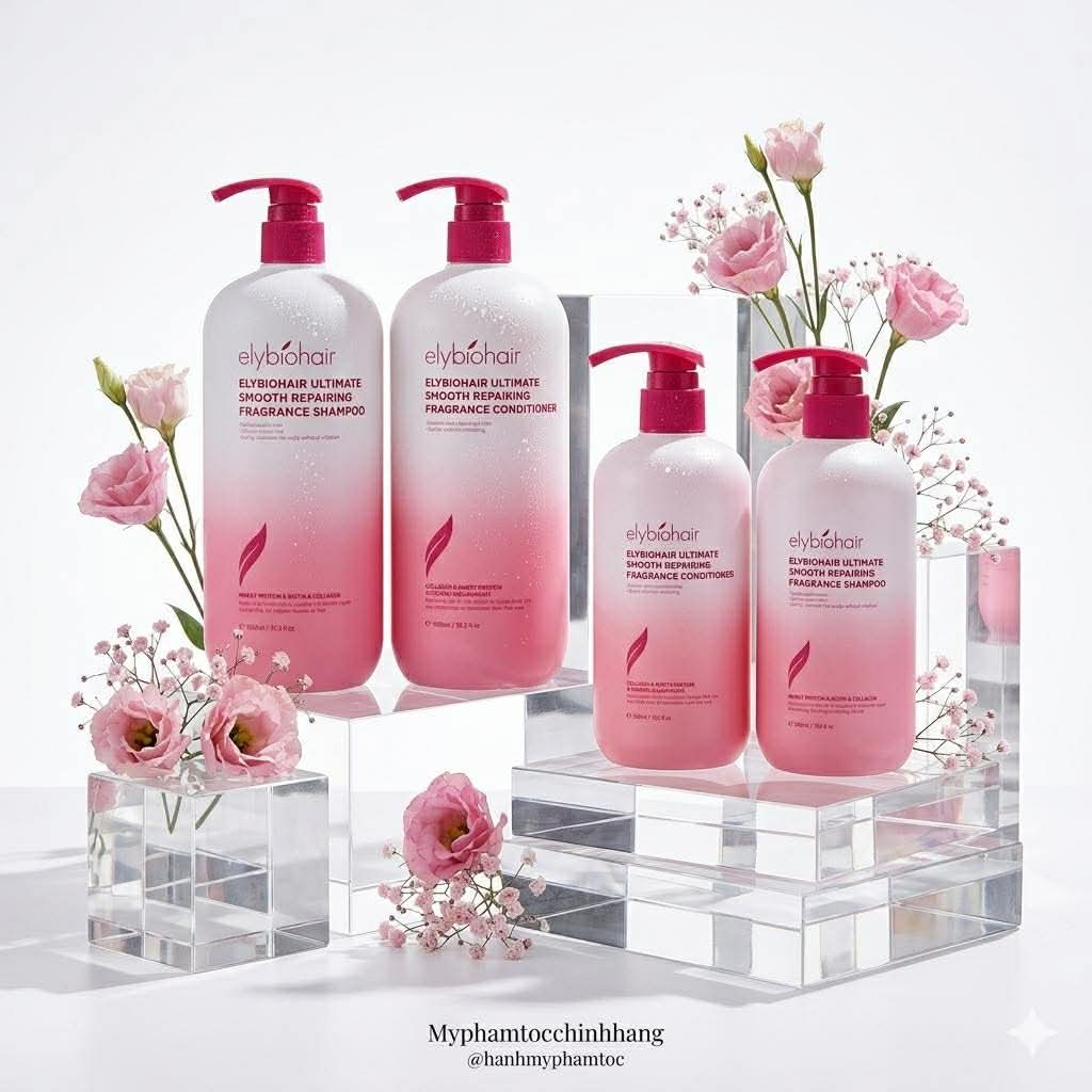 Cặp Dầu Gội Xả Elybiohair Collagen & Biotin Moisturizing 1000ml