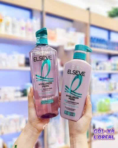 Bộ Dầu Gội Làm Sạch Da Đầu Dầu, Dưỡng Ẩm Tóc Khô / L’Oréal Paris Elseve Hyaluron Pure 72H