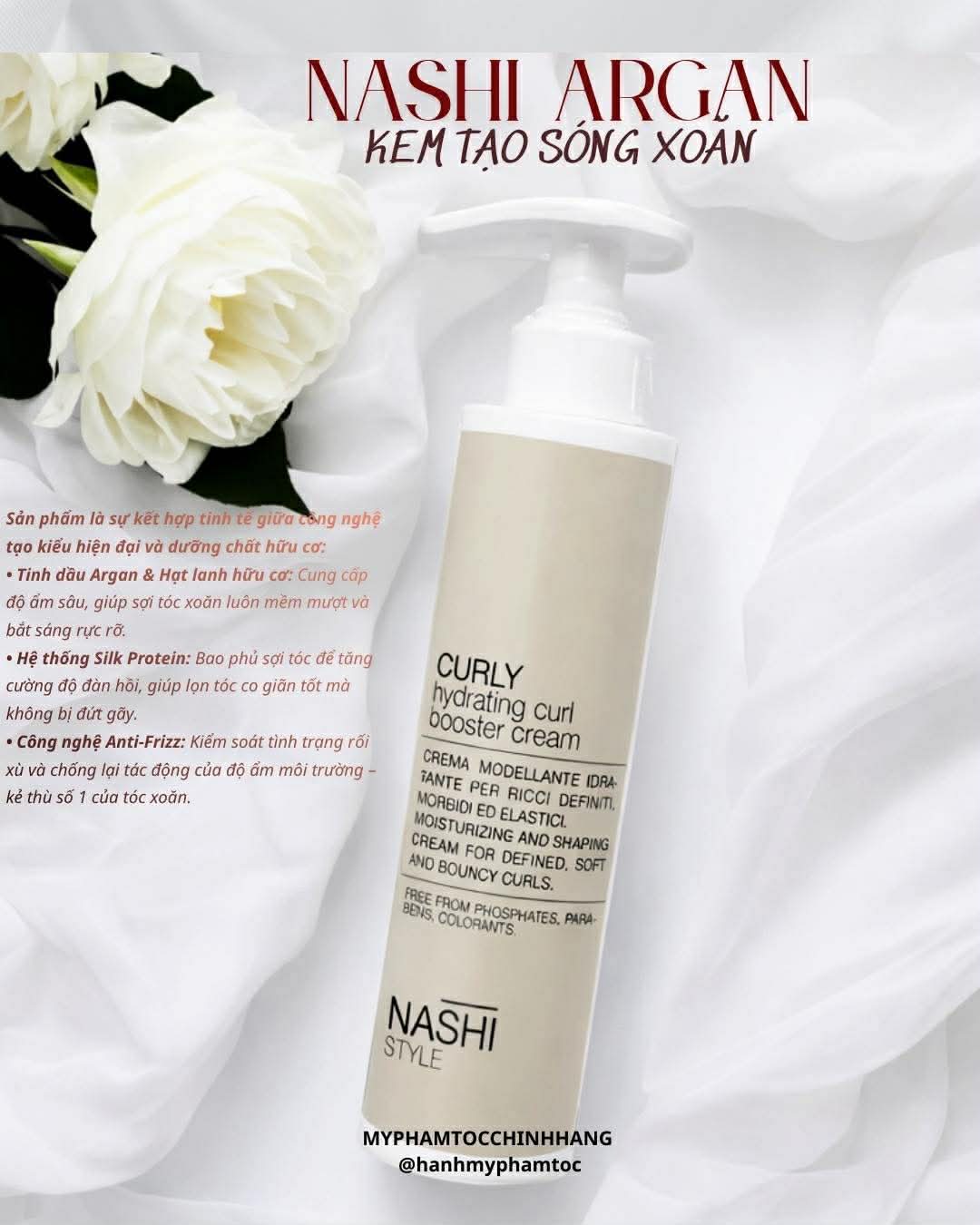 Kem dưỡng tăng ẩm cho tóc xoăn Nashi Curly  Hydrating Booster Cream 150ml
