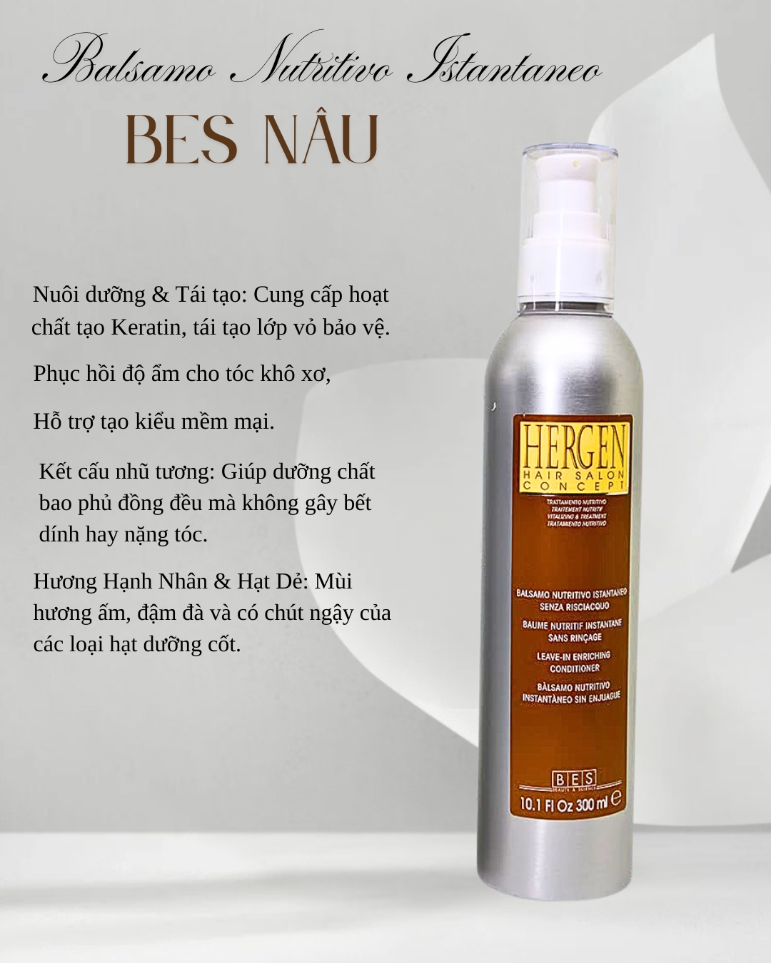 MỠ XẢ KHÔ BES HERGEN LEAVE-IN ENRICHING 300ml - 1500ML