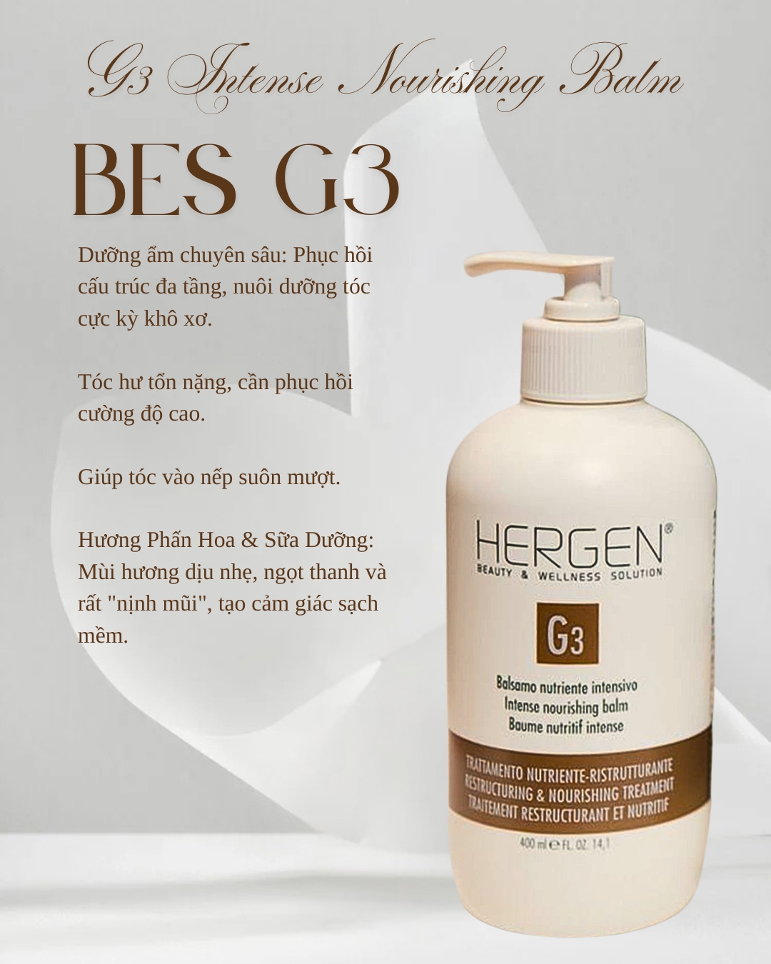 MỠ XẢ KHÔ BES HERGEN LEAVE-IN ENRICHING 300ml - 1500ML