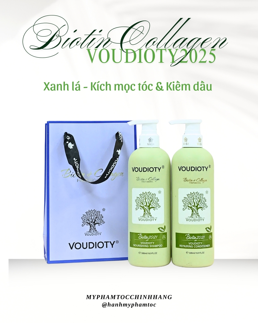 DẦU GỘI XẢ BIOTIN COLLAGEN XANH KIỀM DẦU MƯỢT TÓC (MẪU TRÒN MỚI) 500ML - 1000ML
