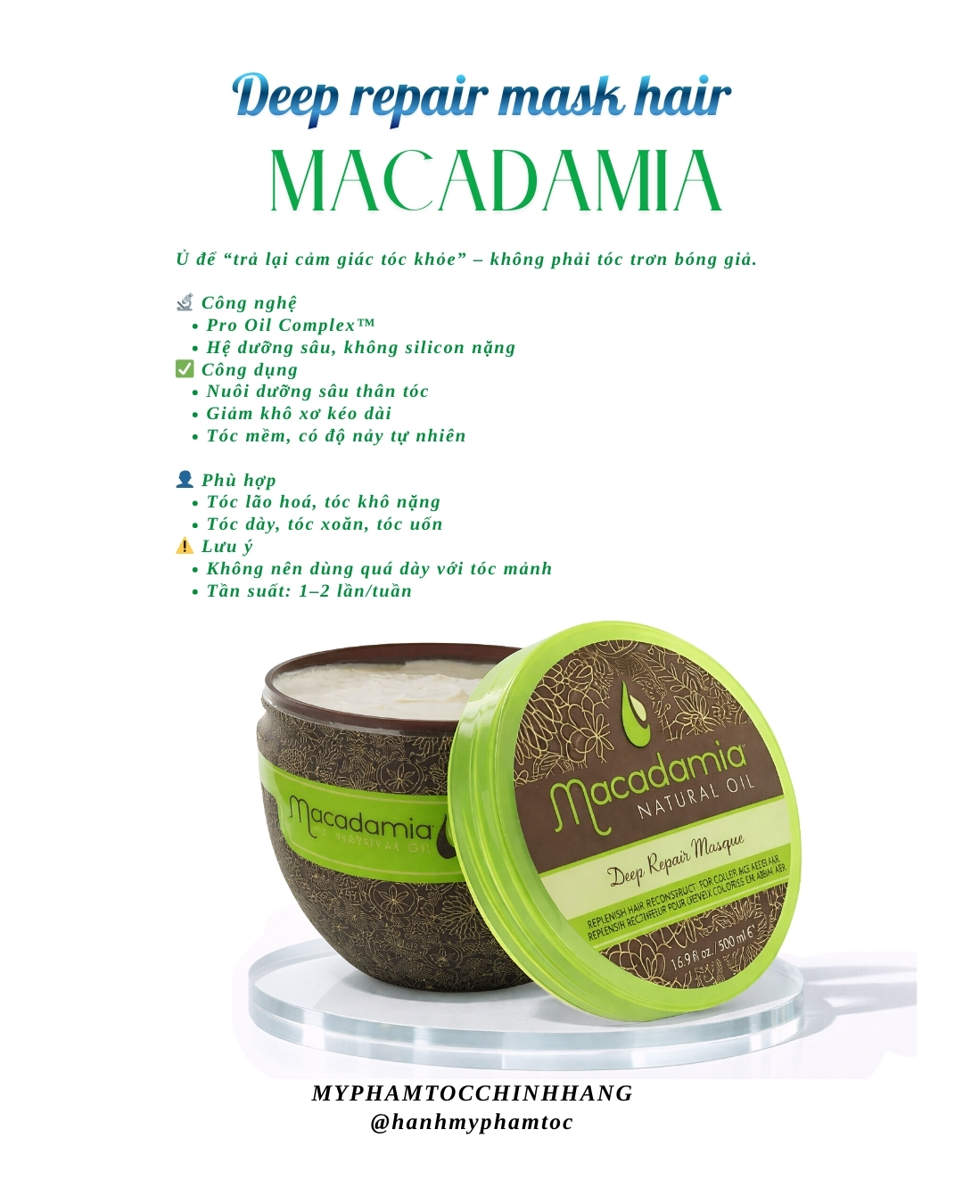 Kem hấp phục hồi chuyên sâu Macadamia Deep Repair Masque