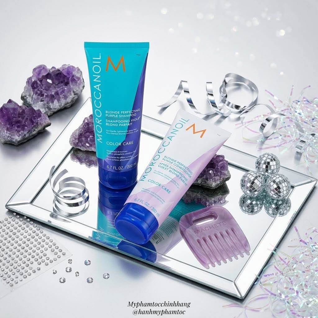 Dầu Gội Moroccanoil Tím Khử Ánh Vàng (Moroccanoil Blonde Perfecting Purple 200ml/ 1000ml