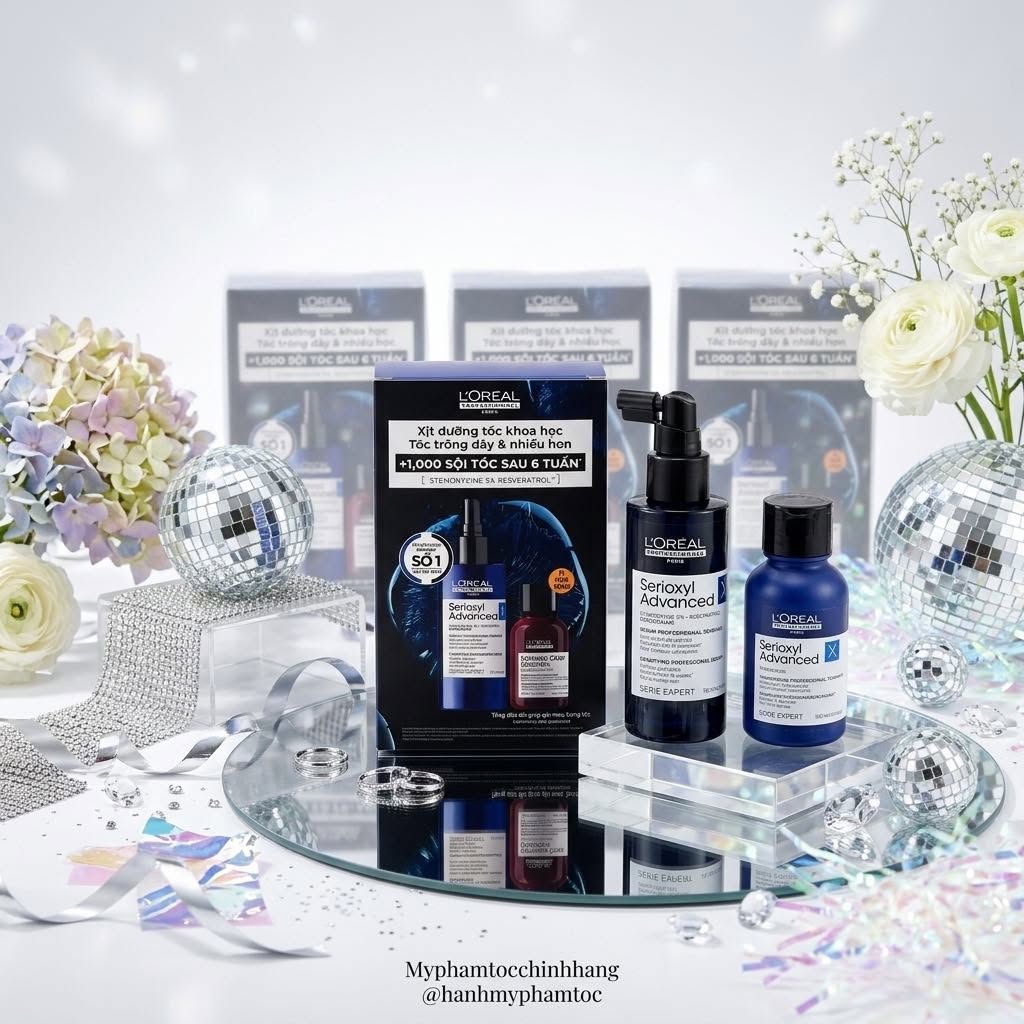 Combo Xịt Kích Mọc & Dày Tóc L'Oréal Professionnel Serioxyl Advanced 90ml + Dầu Gội Mini Vitamino Color Spectrum 100ml