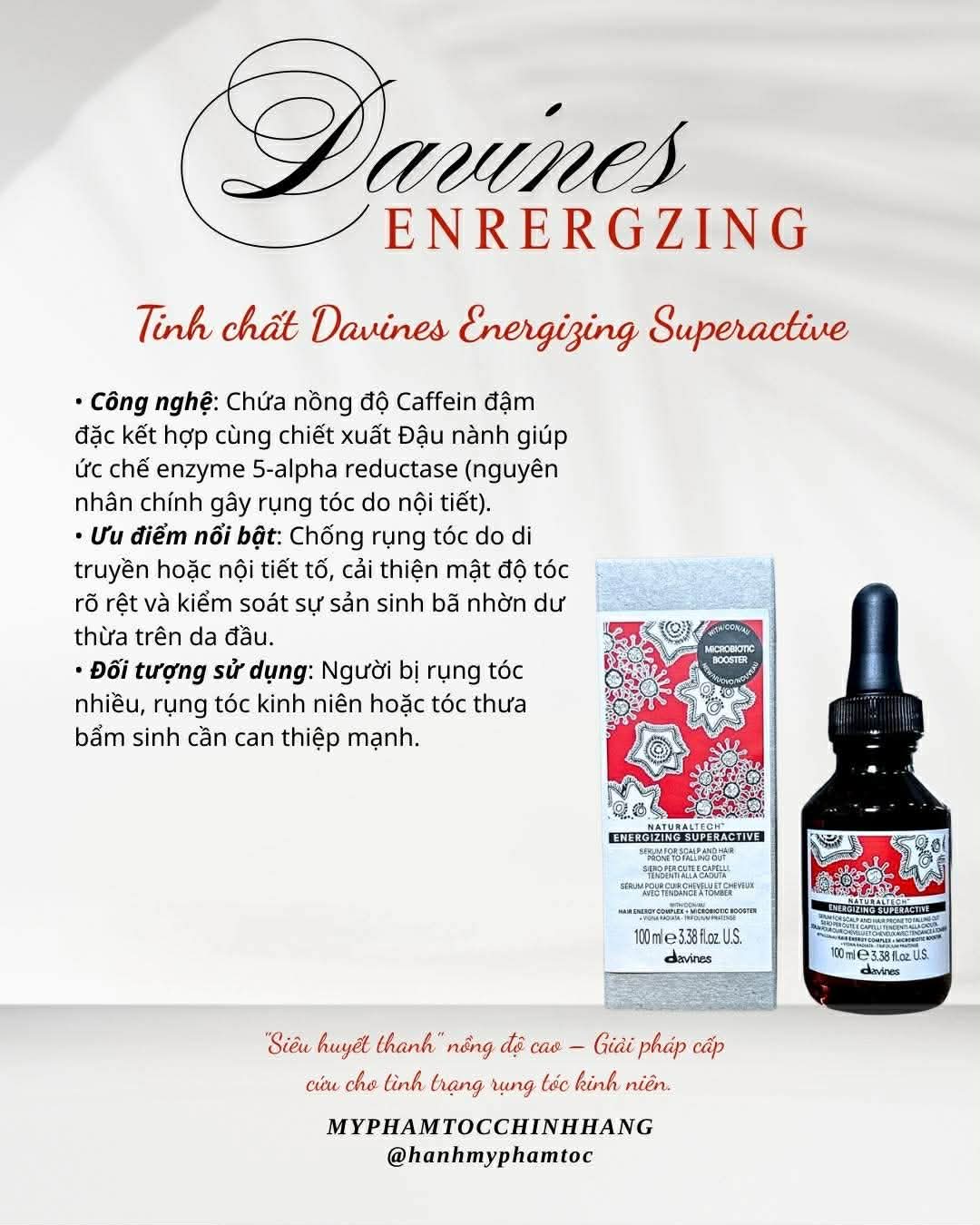 Tinh chất chống rụng và kích thích mọc tóc Davines Naturaltech Energizing Superactive 100ml