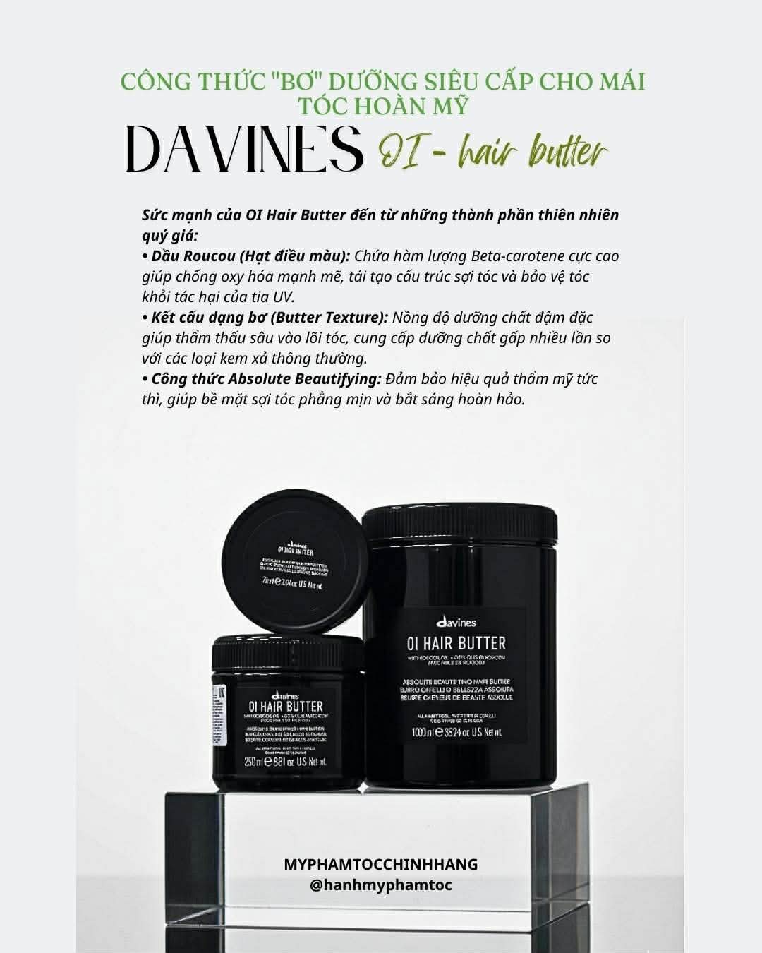 MẶT NẠ DAVINES OI HAIR BUTTER TRỊ LIỆU NUÔI DƯỠNG MỌI LOẠI TÓC 75ml 250ML 1000ml