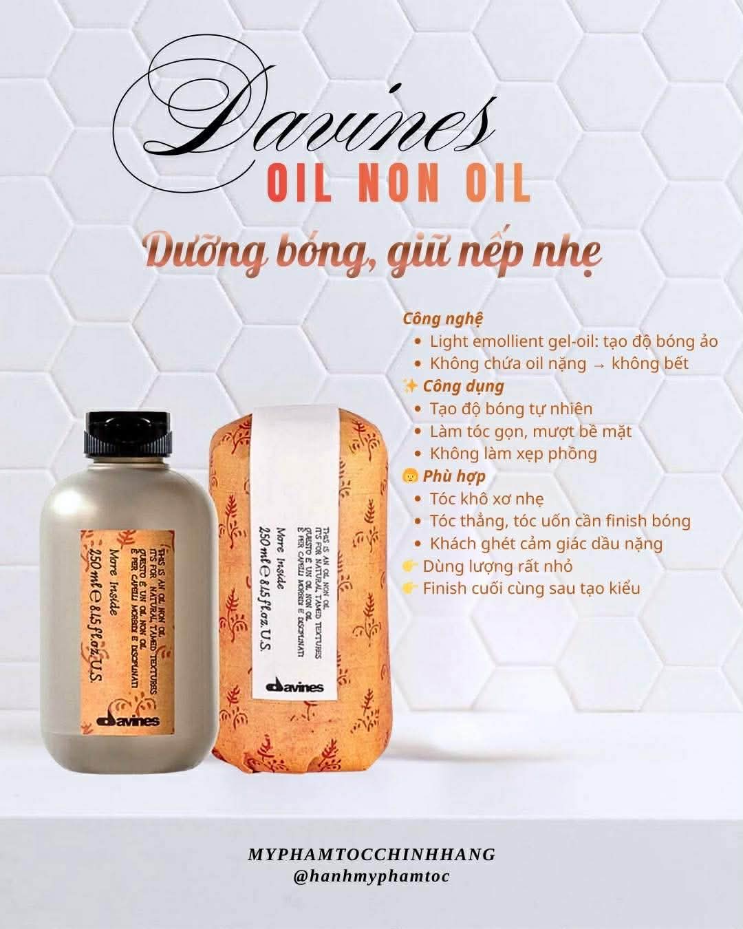 DƯỠNG TẠO KIỂU XOĂN TỰ NHIÊN DAVINES OIL NON OIL 250ML