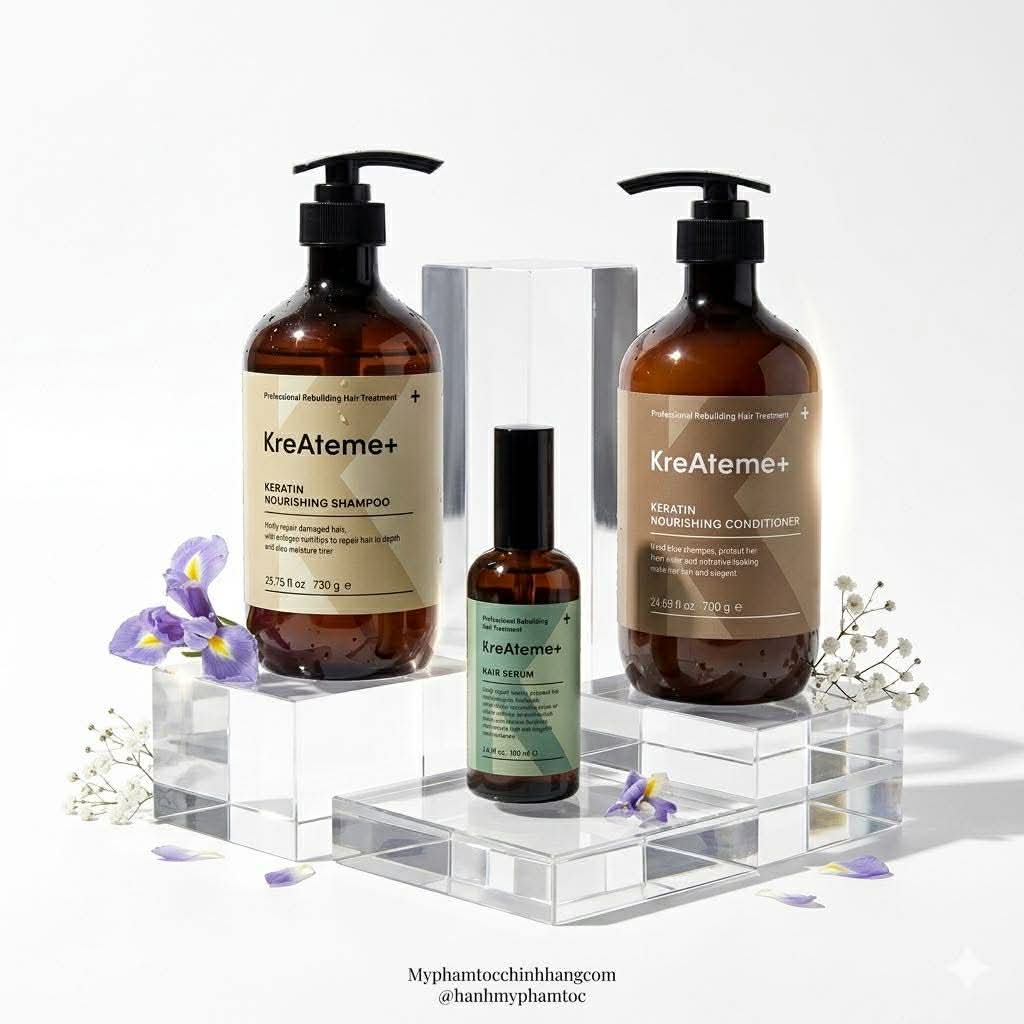 Bộ dầu gội xả dưỡng tóc KreAteme+(KreAteme+ Keratin Nourishing Shampoo & Conditioner) 750ml