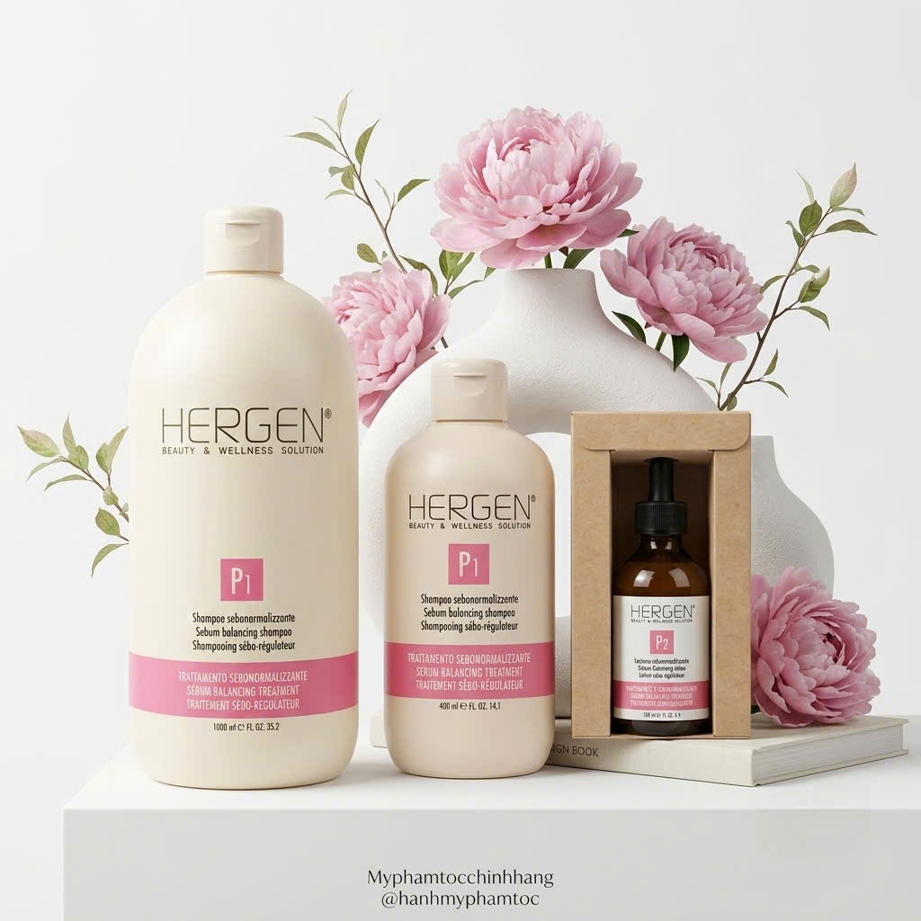 Combo B.E.S Hergen Sebum Balancing P1 & P2 | Gội & Lotion Cân Bằng Bã Nhờn Cho Da Đầu Dầu