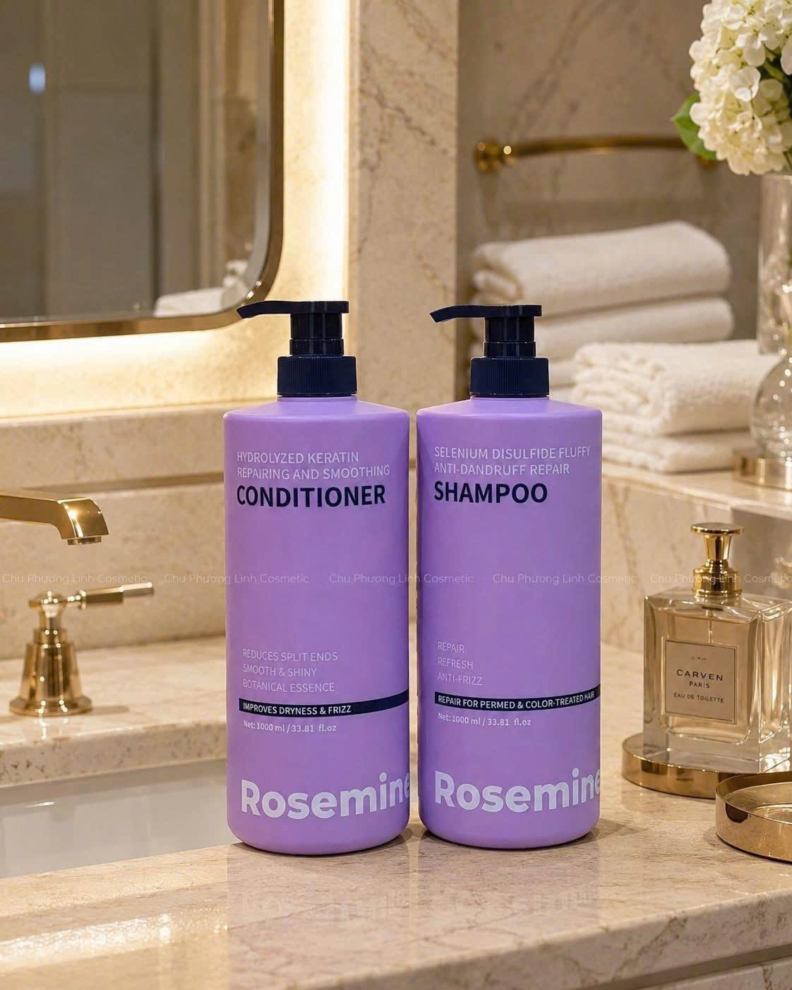 ROSEMINE PROFESSIONAL Gội xả giảm rụng, kiểm soát dầu tạo độ phồng và phục hồi tóc hư tổn 500 ml