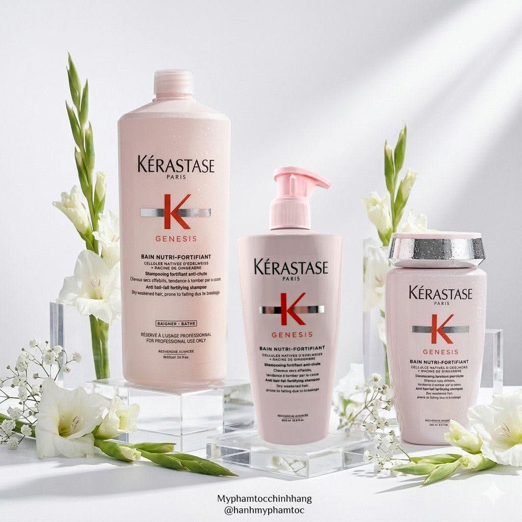 Dầu gội và dầu xả Kérastase Genesis phục hồi sợi tóc yếu, giảm đứt gãy thân tóc