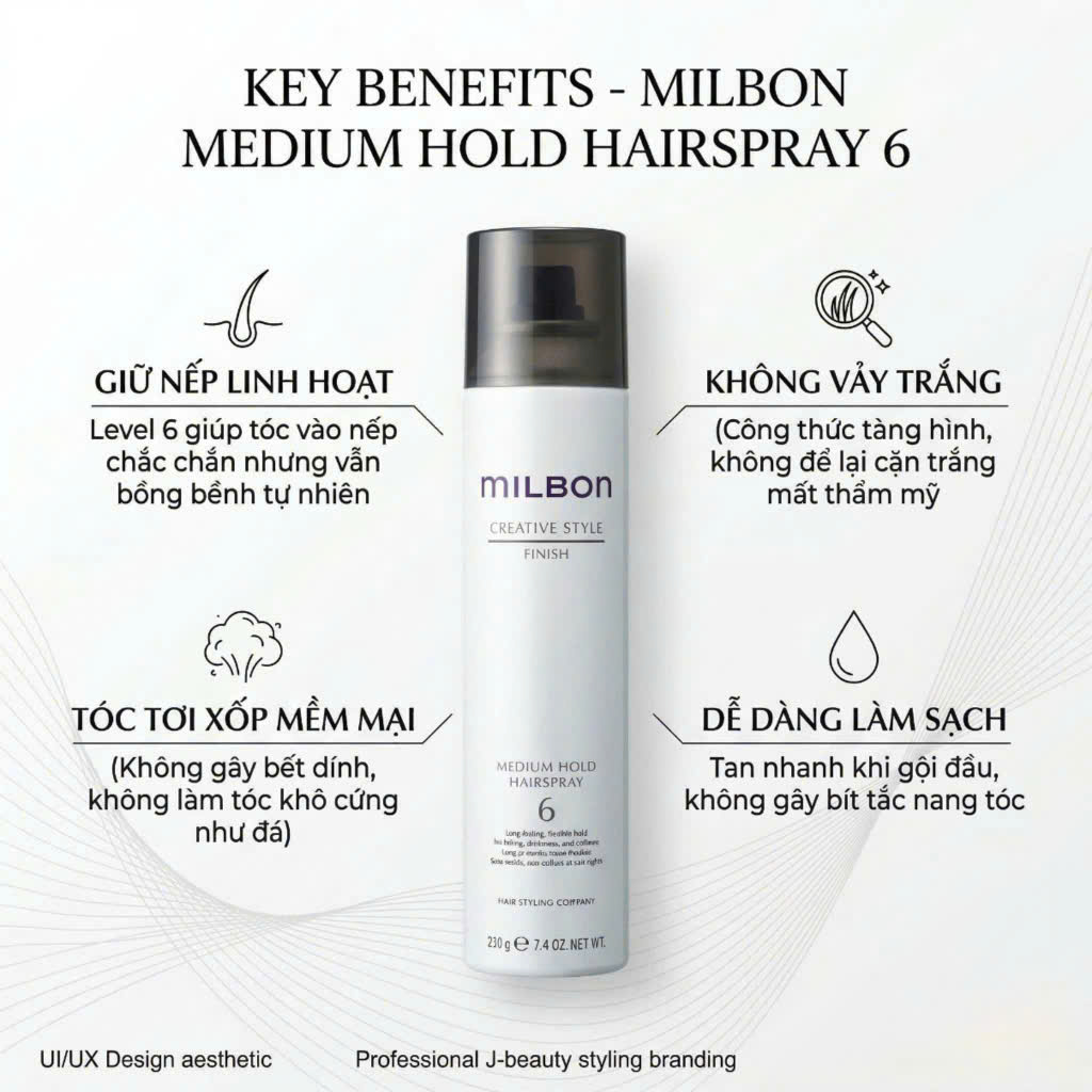 Milbon Global Style Finish 10 300ml | Gôm Xịt Tóc Giữ Nếp Siêu Mạnh