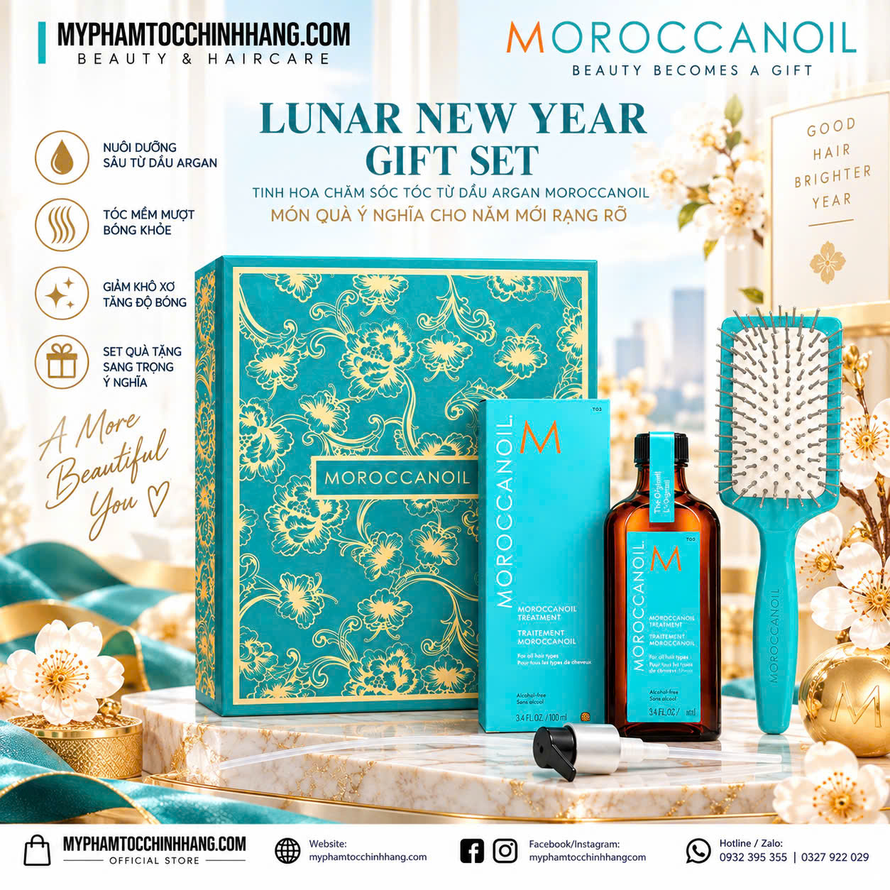MOROCCANOIL LUNAR NEW YEAR GIFT SET | SET QUÀ oil +  MOROCCANOIL TREATMENT 100ML