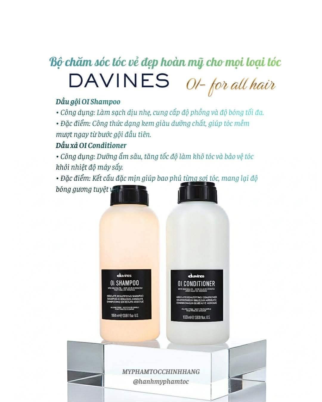 DẦU GỘI XẢ DAVINES OI ABSOLUTE DƯỠNG ẨM SUÔN MƯỢT 280ML - 250ML - 1000ML