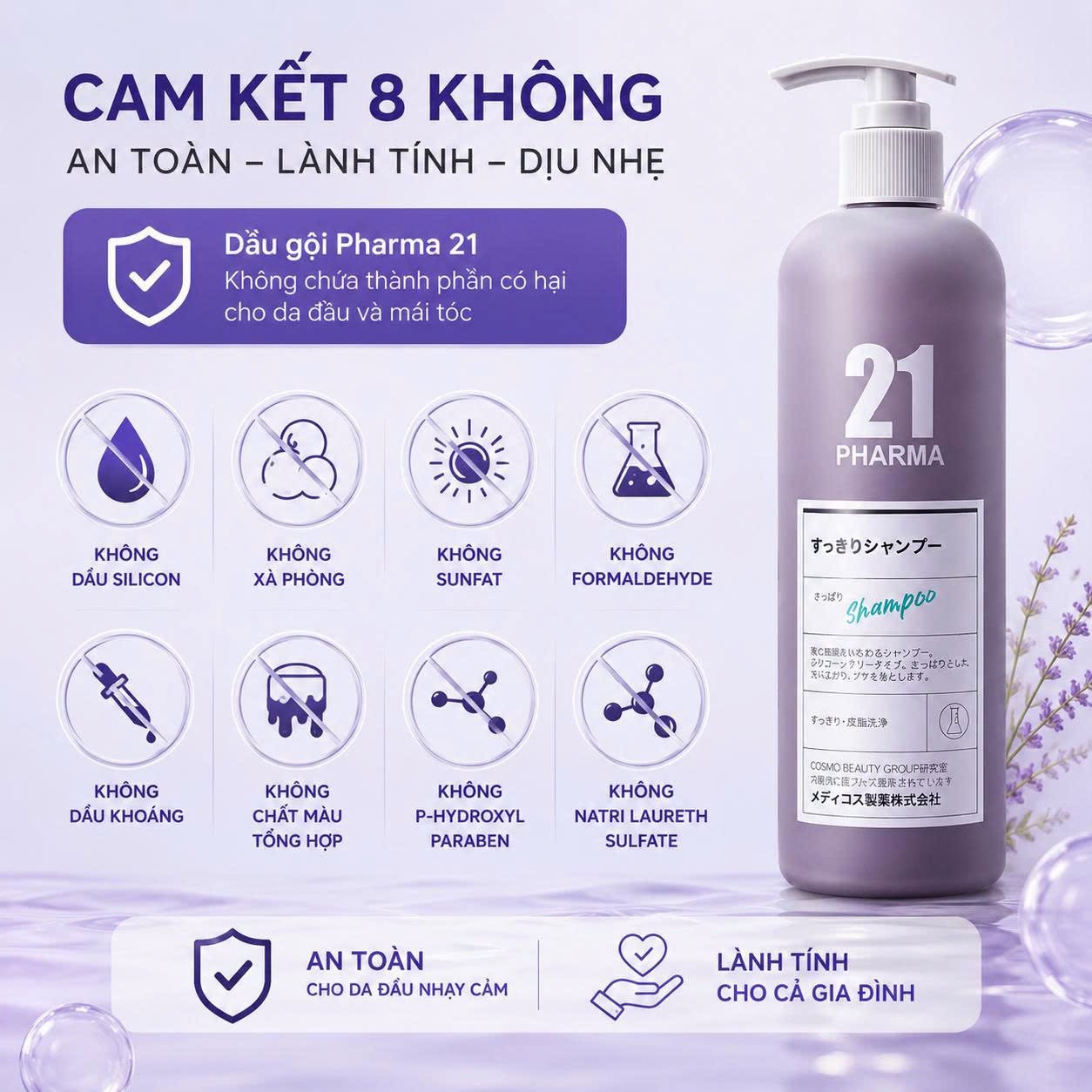 Dầu Gội Dược Mỹ Phẩm PHARMA 21 Nhật Bản Kiềm Dầu, Giảm Gàu 602ml