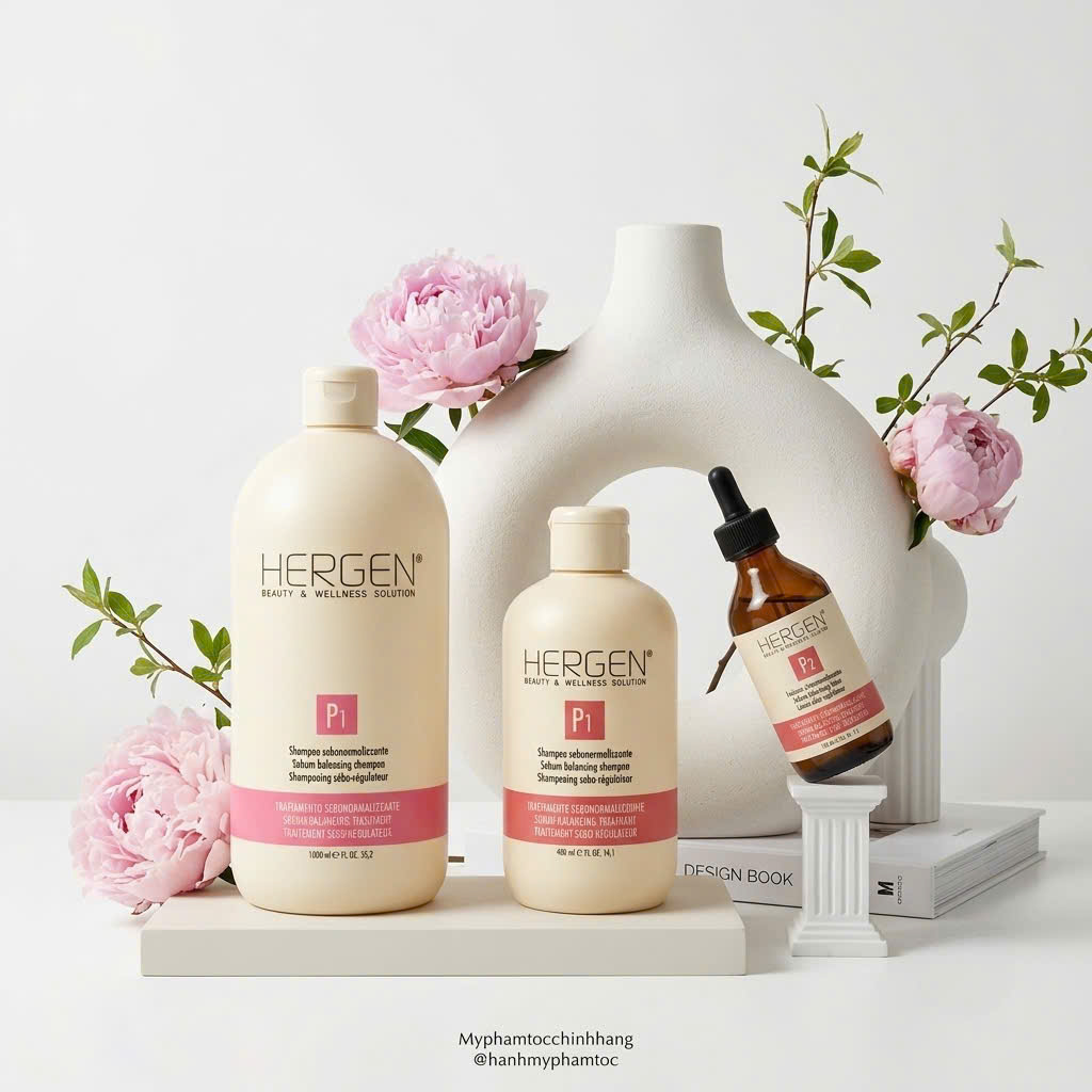 Combo B.E.S Hergen Sebum Balancing P1 & P2 | Gội & Lotion Cân Bằng Bã Nhờn Cho Da Đầu Dầu