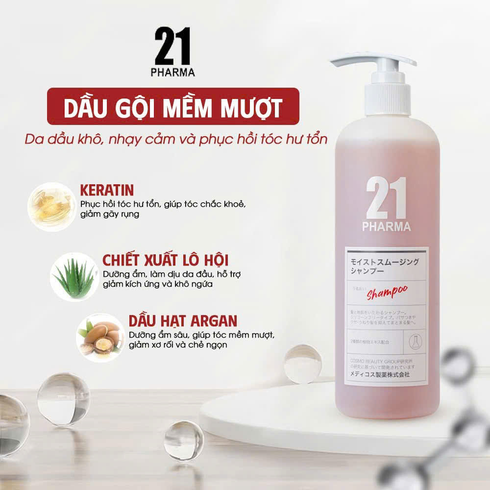 Dầu Gội &amp; Dầu Xả Dược Mỹ Phẩm PHARMA21 Chắc Khỏe Tóc, Mềm Mượt 602ml Nhật Bản